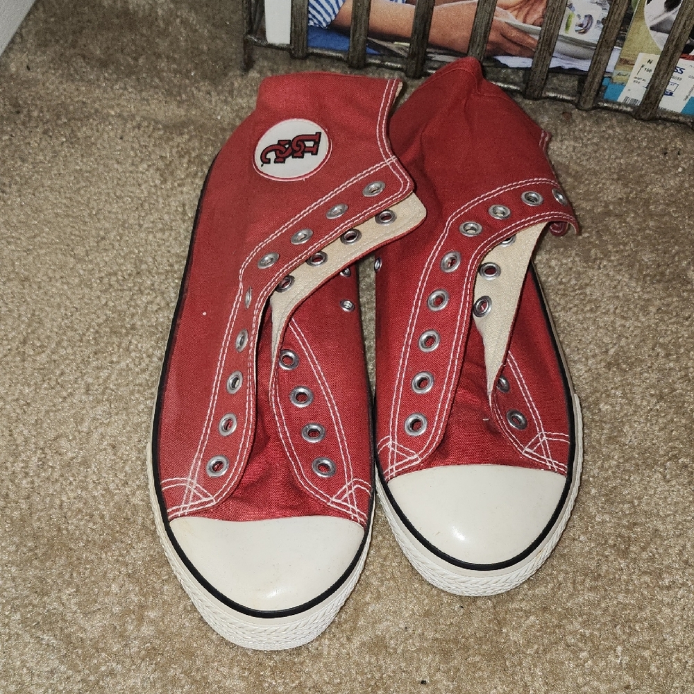 USC Sneakers. Red Slip-On Sneakers with White Soles, sz. 11.5